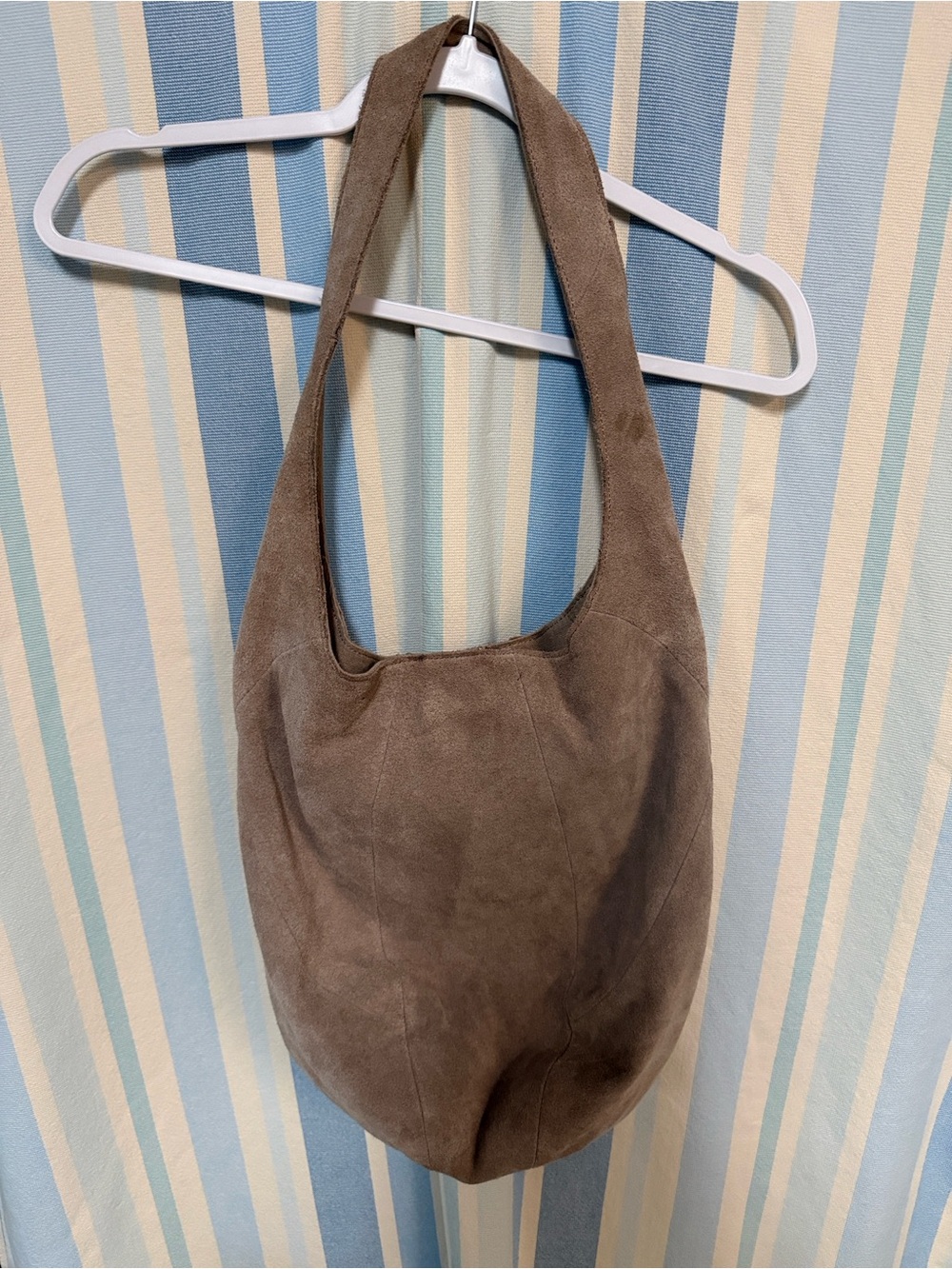 The Sak Taupe Suede Hobo Shoulder Bag